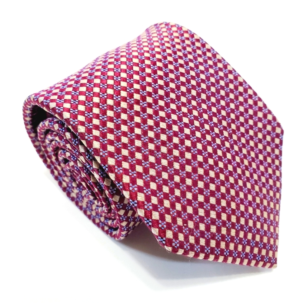 Eagle Necktie Red Geometric Pattern Men's Silk Neck Tie Jacquard Fabric